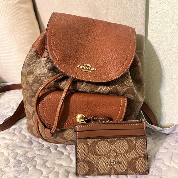 Coach Handbags - Coach Tan and Brown Signature Backpack